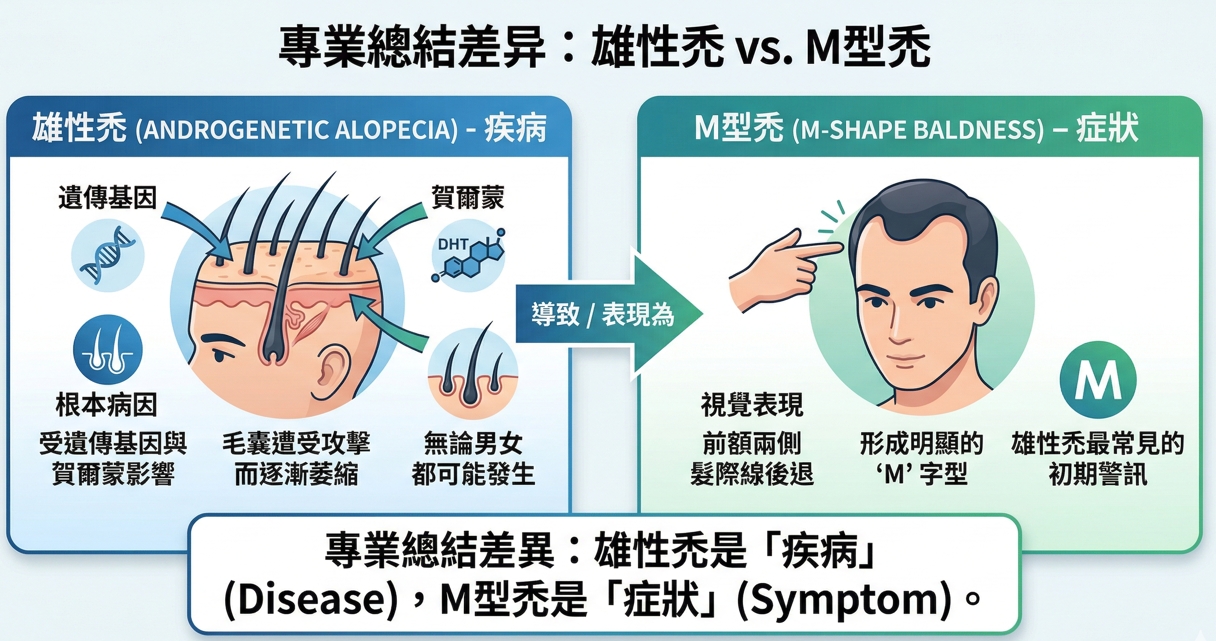 M型禿是什麼？和雄性禿差異？會長回來嗎？告別落髮焦慮的科學育髮指南