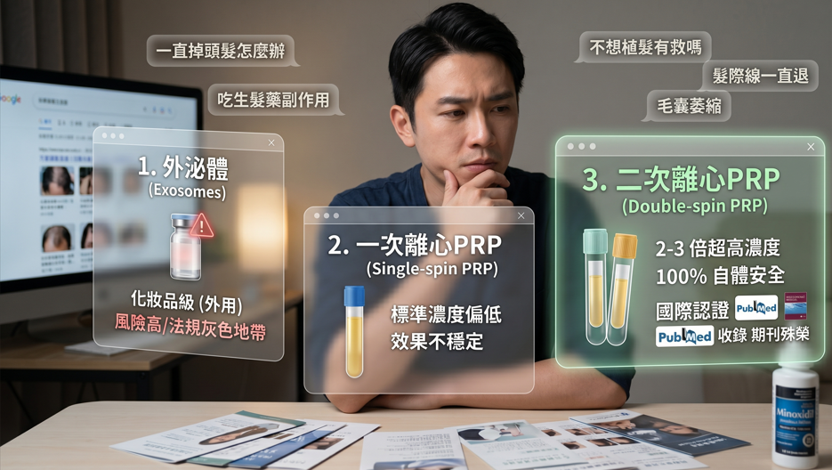 【2026生髮全攻略】PRP、外泌體效果與費用比較，3大掉髮族群必看！