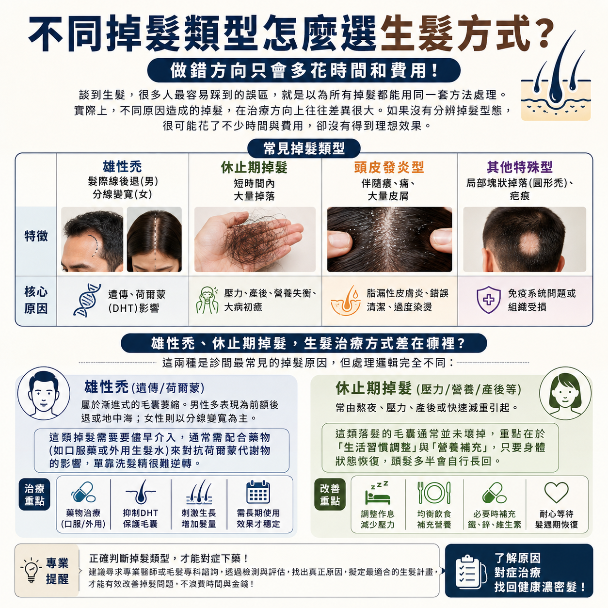 不同掉髮類型怎麼選生髮方式?做錯方向只會多花時間和費用